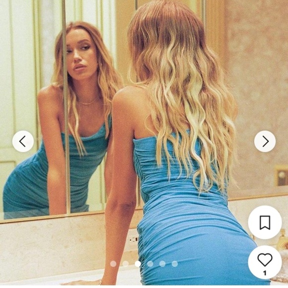 Princess Polly Blue Asymmetrical Ruched Bodycon Dress Size 6 - Picture 11 of 12